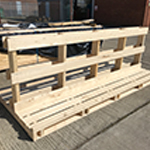 A bespoke softwood T frame pallet for exhibition panels at the London Marathon.