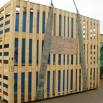 Open boarded out of gauge softwood crate for ocean freight
