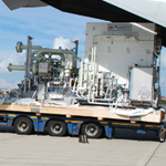 28 tonne pumping system delivering air side to rear of chartered Antonov 124