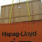 Over head loading to removable container roof system