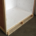 Polystyrene lined softwood battened 9mm plywood case for fragile display equipment, screwed assembly